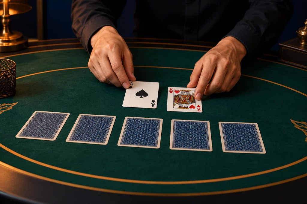 Editorial card-table illustration for the 21bit rules guide